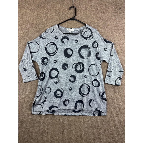 Jess & Jane Tops - Jess & Jane T-Shirt Womens M Gray Tunic Crew Neck 3/4 Sleeve Geometric